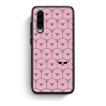 Huawei P30 Pig Glasses θήκη από τη Smartfits με σχέδιο στο πίσω μέρος και μαύρο περίβλημα | Smartphone case with colorful back and black bezels by Smartfits