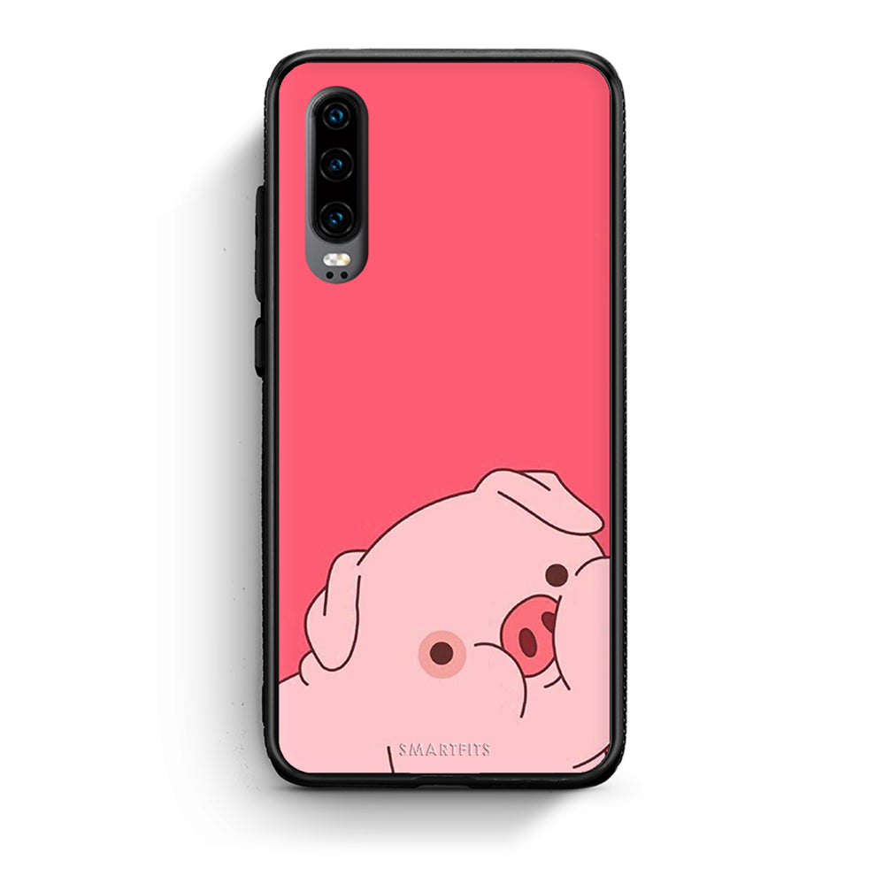 Huawei P30 Pig Love 1 Θήκη Αγίου Βαλεντίνου από τη Smartfits με σχέδιο στο πίσω μέρος και μαύρο περίβλημα | Smartphone case with colorful back and black bezels by Smartfits