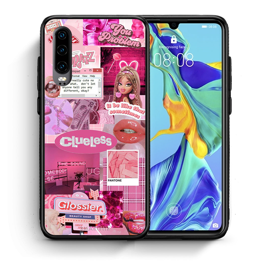 Θήκη Αγίου Βαλεντίνου Huawei P30 Pink Love από τη Smartfits με σχέδιο στο πίσω μέρος και μαύρο περίβλημα | Huawei P30 Pink Love case with colorful back and black bezels