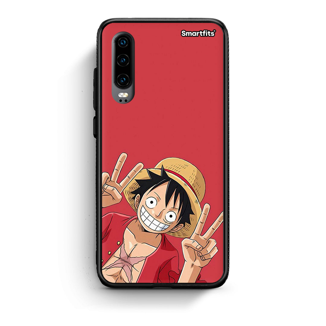 Huawei P30 Pirate Luffy Θήκη από τη Smartfits με σχέδιο στο πίσω μέρος και μαύρο περίβλημα | Smartphone case with colorful back and black bezels by Smartfits