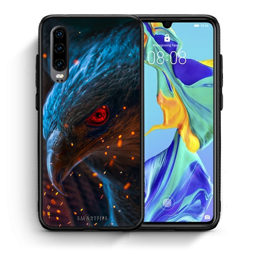 Θήκη Huawei P30 Eagle PopArt από τη Smartfits με σχέδιο στο πίσω μέρος και μαύρο περίβλημα | Huawei P30 Eagle PopArt case with colorful back and black bezels