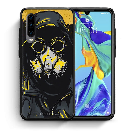 Θήκη Huawei P30 Mask PopArt από τη Smartfits με σχέδιο στο πίσω μέρος και μαύρο περίβλημα | Huawei P30 Mask PopArt case with colorful back and black bezels