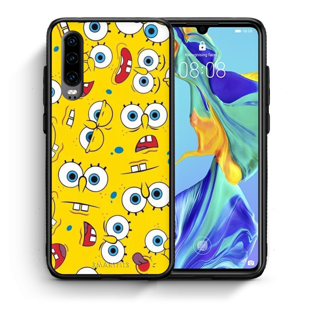 Θήκη Huawei P30 Sponge PopArt από τη Smartfits με σχέδιο στο πίσω μέρος και μαύρο περίβλημα | Huawei P30 Sponge PopArt case with colorful back and black bezels