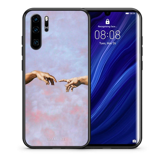 Θήκη Huawei P30 Pro Adam Hand από τη Smartfits με σχέδιο στο πίσω μέρος και μαύρο περίβλημα | Huawei P30 Pro Adam Hand case with colorful back and black bezels