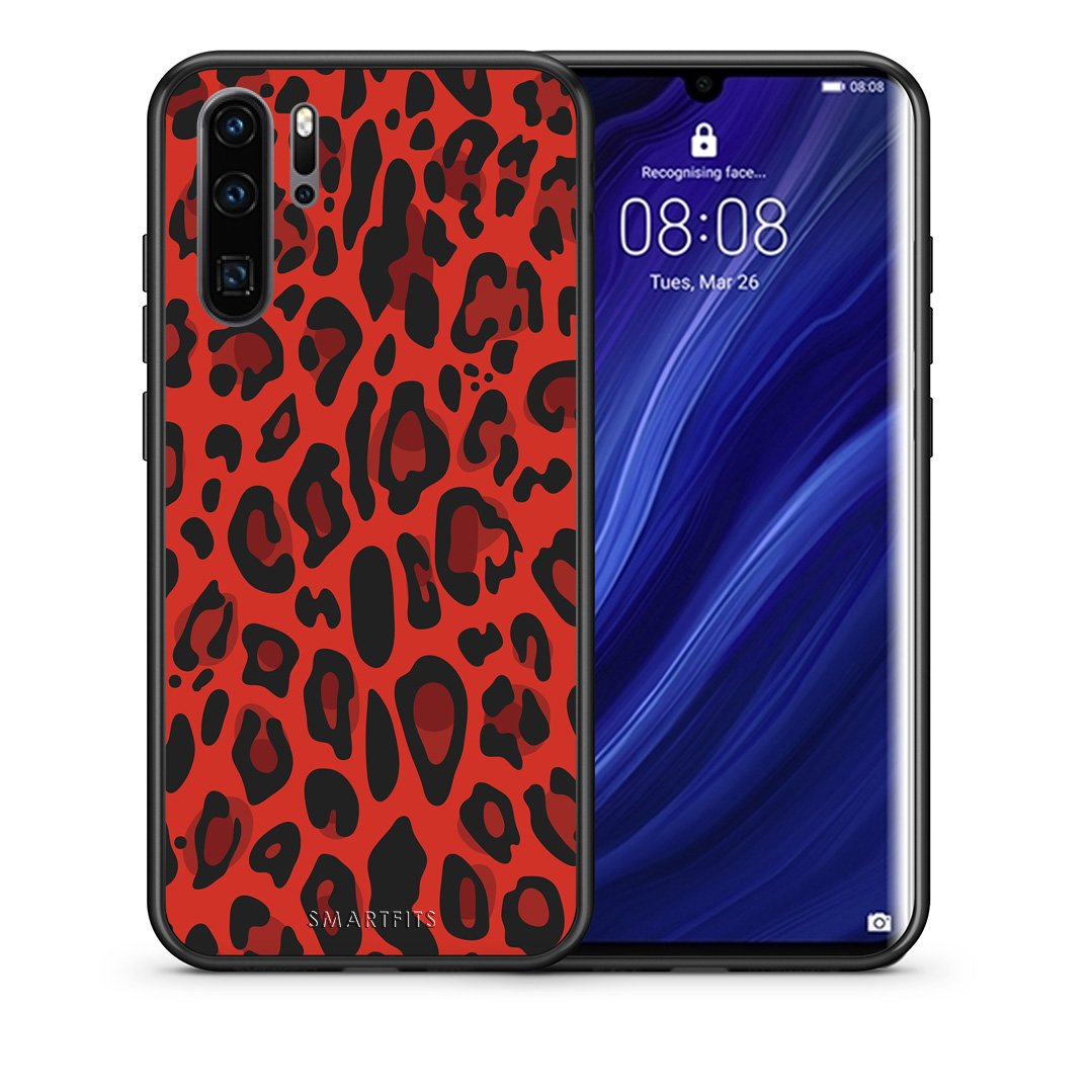 Θήκη Huawei P30 Pro Red Leopard Animal από τη Smartfits με σχέδιο στο πίσω μέρος και μαύρο περίβλημα | Huawei P30 Pro Red Leopard Animal case with colorful back and black bezels