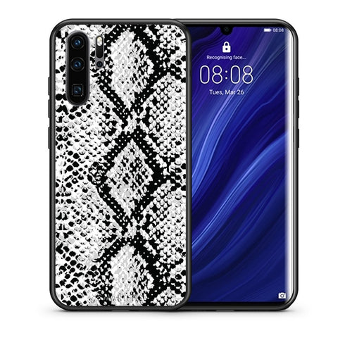 Θήκη Huawei P30 Pro White Snake Animal από τη Smartfits με σχέδιο στο πίσω μέρος και μαύρο περίβλημα | Huawei P30 Pro White Snake Animal case with colorful back and black bezels