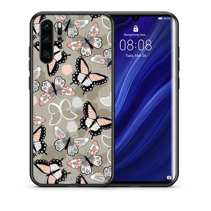 Θήκη Huawei P30 Pro Butterflies Boho από τη Smartfits με σχέδιο στο πίσω μέρος και μαύρο περίβλημα | Huawei P30 Pro Butterflies Boho case with colorful back and black bezels