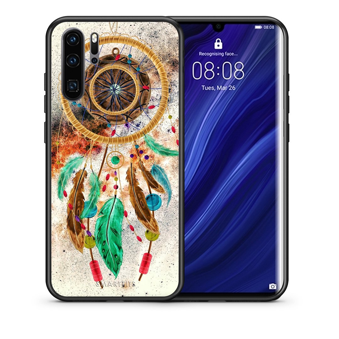 Θήκη Huawei P30 Pro DreamCatcher Boho από τη Smartfits με σχέδιο στο πίσω μέρος και μαύρο περίβλημα | Huawei P30 Pro DreamCatcher Boho case with colorful back and black bezels