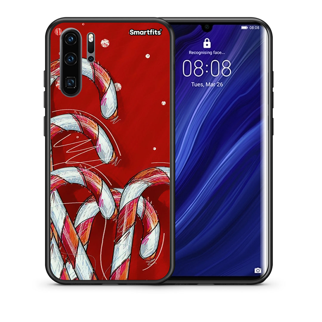 Θήκη Huawei P30 Pro Candy Cane από τη Smartfits με σχέδιο στο πίσω μέρος και μαύρο περίβλημα | Huawei P30 Pro Candy Cane case with colorful back and black bezels
