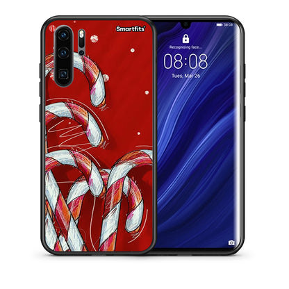 Θήκη Huawei P30 Pro Candy Cane από τη Smartfits με σχέδιο στο πίσω μέρος και μαύρο περίβλημα | Huawei P30 Pro Candy Cane case with colorful back and black bezels