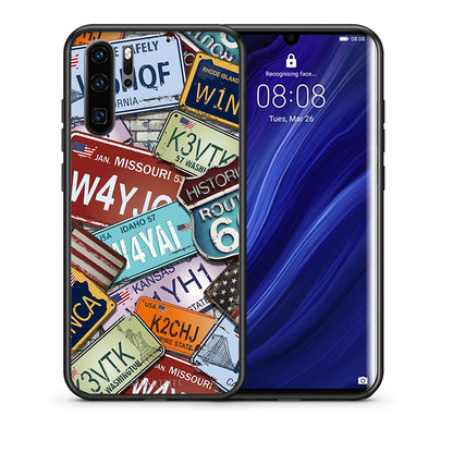Θήκη Huawei P30 Pro Car Plates από τη Smartfits με σχέδιο στο πίσω μέρος και μαύρο περίβλημα | Huawei P30 Pro Car Plates case with colorful back and black bezels