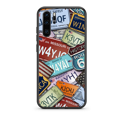 Huawei P30 Pro Car Plates θήκη από τη Smartfits με σχέδιο στο πίσω μέρος και μαύρο περίβλημα | Smartphone case with colorful back and black bezels by Smartfits