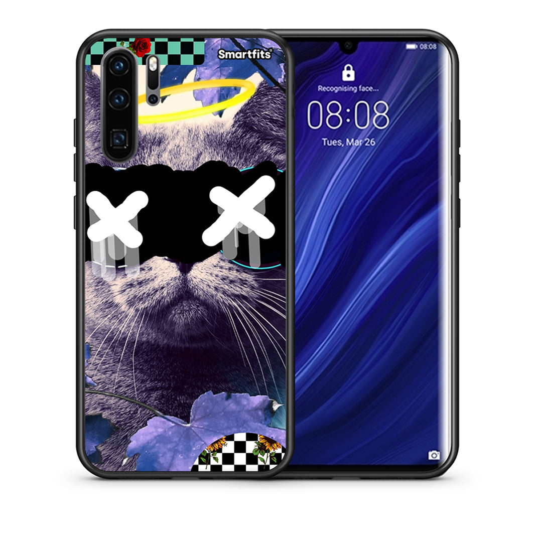 Θήκη Huawei P30 Pro Cat Collage από τη Smartfits με σχέδιο στο πίσω μέρος και μαύρο περίβλημα | Huawei P30 Pro Cat Collage case with colorful back and black bezels