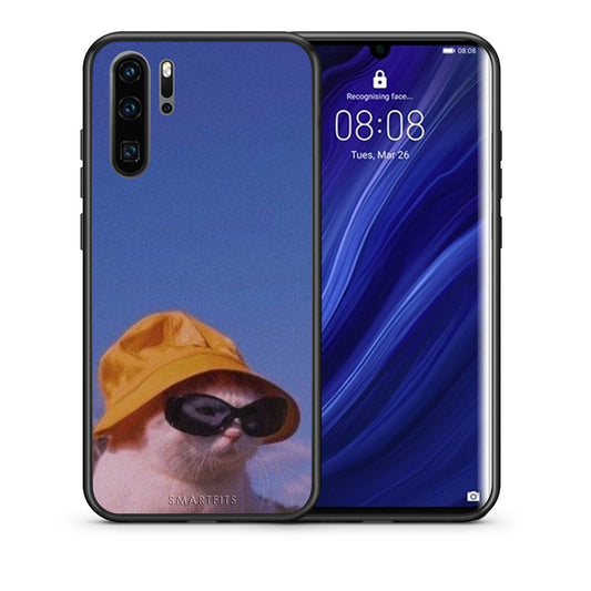 Θήκη Huawei P30 Pro Cat Diva από τη Smartfits με σχέδιο στο πίσω μέρος και μαύρο περίβλημα | Huawei P30 Pro Cat Diva case with colorful back and black bezels