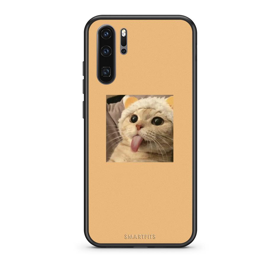 Huawei P30 Pro Cat Tongue θήκη από τη Smartfits με σχέδιο στο πίσω μέρος και μαύρο περίβλημα | Smartphone case with colorful back and black bezels by Smartfits