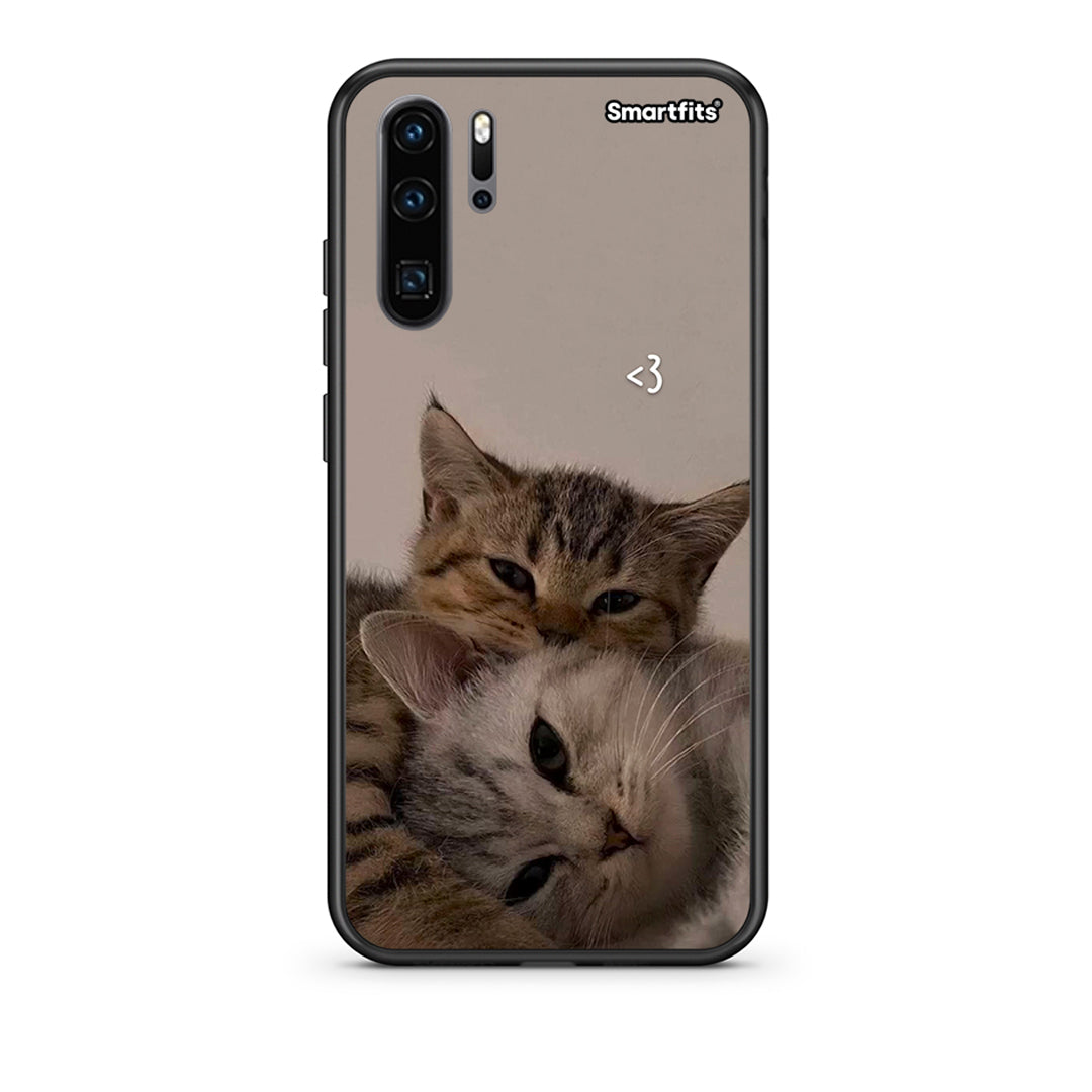 Huawei P30 Pro Cats In Love Θήκη από τη Smartfits με σχέδιο στο πίσω μέρος και μαύρο περίβλημα | Smartphone case with colorful back and black bezels by Smartfits