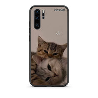 Thumbnail for Huawei P30 Pro Cats In Love Θήκη από τη Smartfits με σχέδιο στο πίσω μέρος και μαύρο περίβλημα | Smartphone case with colorful back and black bezels by Smartfits