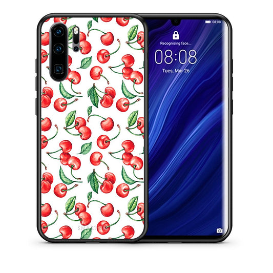 Θήκη Huawei P30 Pro Cherry Summer από τη Smartfits με σχέδιο στο πίσω μέρος και μαύρο περίβλημα | Huawei P30 Pro Cherry Summer case with colorful back and black bezels