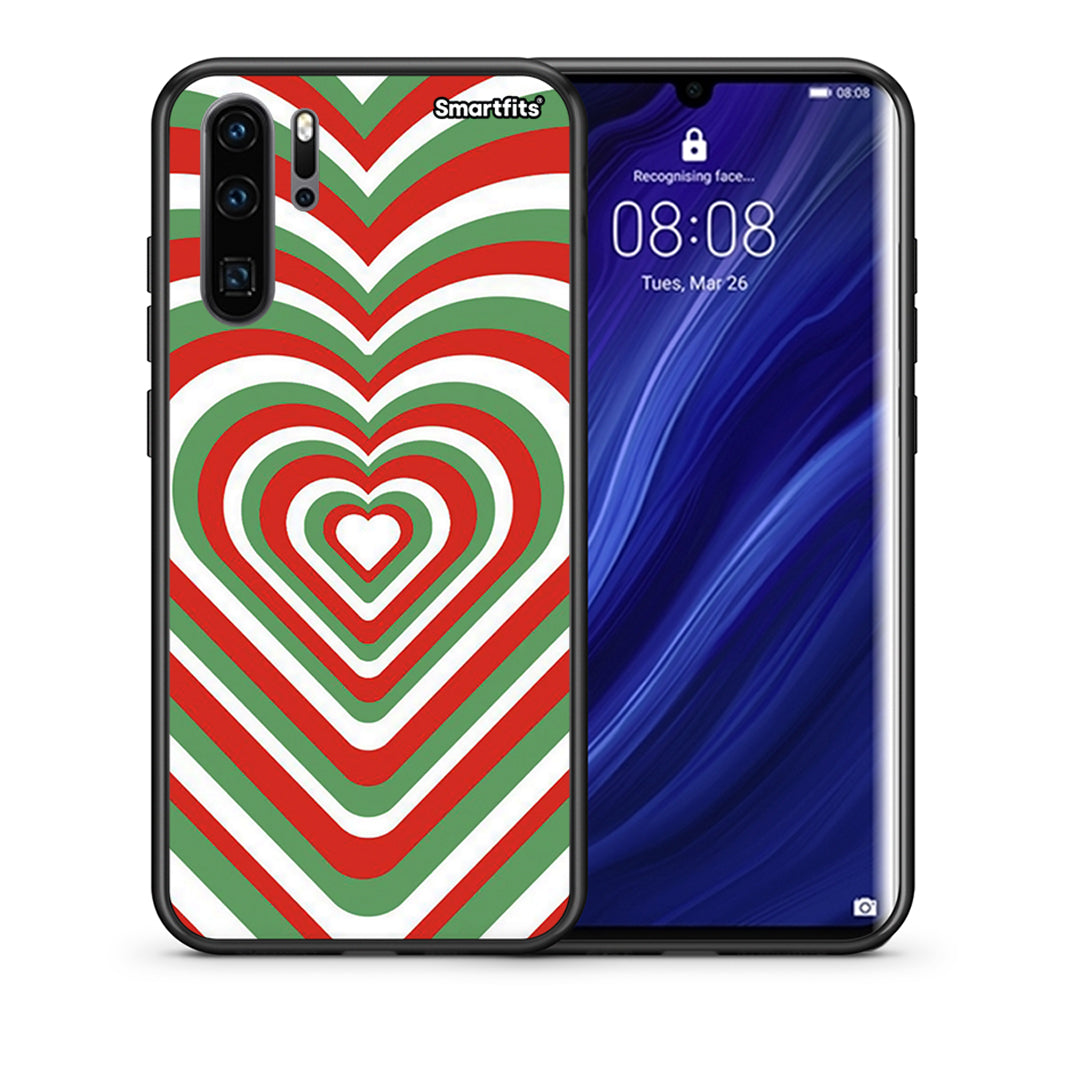 Θήκη Huawei P30 Pro Christmas Hearts από τη Smartfits με σχέδιο στο πίσω μέρος και μαύρο περίβλημα | Huawei P30 Pro Christmas Hearts case with colorful back and black bezels