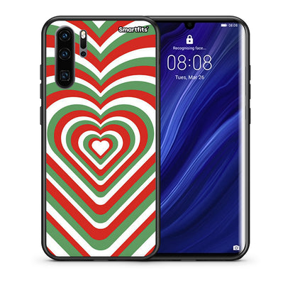 Θήκη Huawei P30 Pro Christmas Hearts από τη Smartfits με σχέδιο στο πίσω μέρος και μαύρο περίβλημα | Huawei P30 Pro Christmas Hearts case with colorful back and black bezels