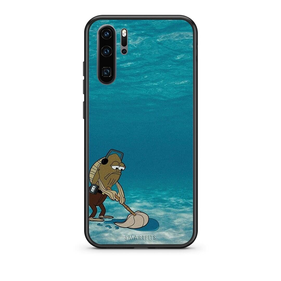 Huawei P30 Pro Clean The Ocean Θήκη από τη Smartfits με σχέδιο στο πίσω μέρος και μαύρο περίβλημα | Smartphone case with colorful back and black bezels by Smartfits