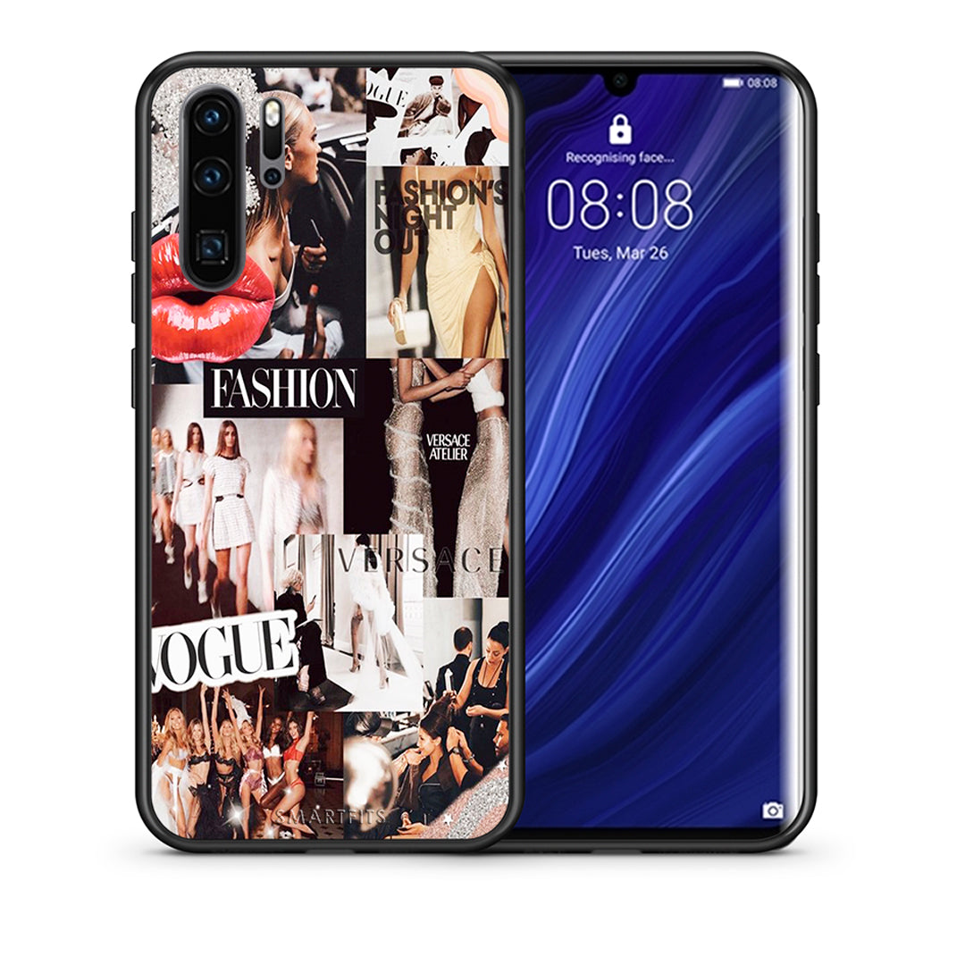 Θήκη Αγίου Βαλεντίνου Huawei P30 Pro Collage Fashion από τη Smartfits με σχέδιο στο πίσω μέρος και μαύρο περίβλημα | Huawei P30 Pro Collage Fashion case with colorful back and black bezels