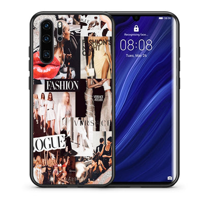 Θήκη Αγίου Βαλεντίνου Huawei P30 Pro Collage Fashion από τη Smartfits με σχέδιο στο πίσω μέρος και μαύρο περίβλημα | Huawei P30 Pro Collage Fashion case with colorful back and black bezels