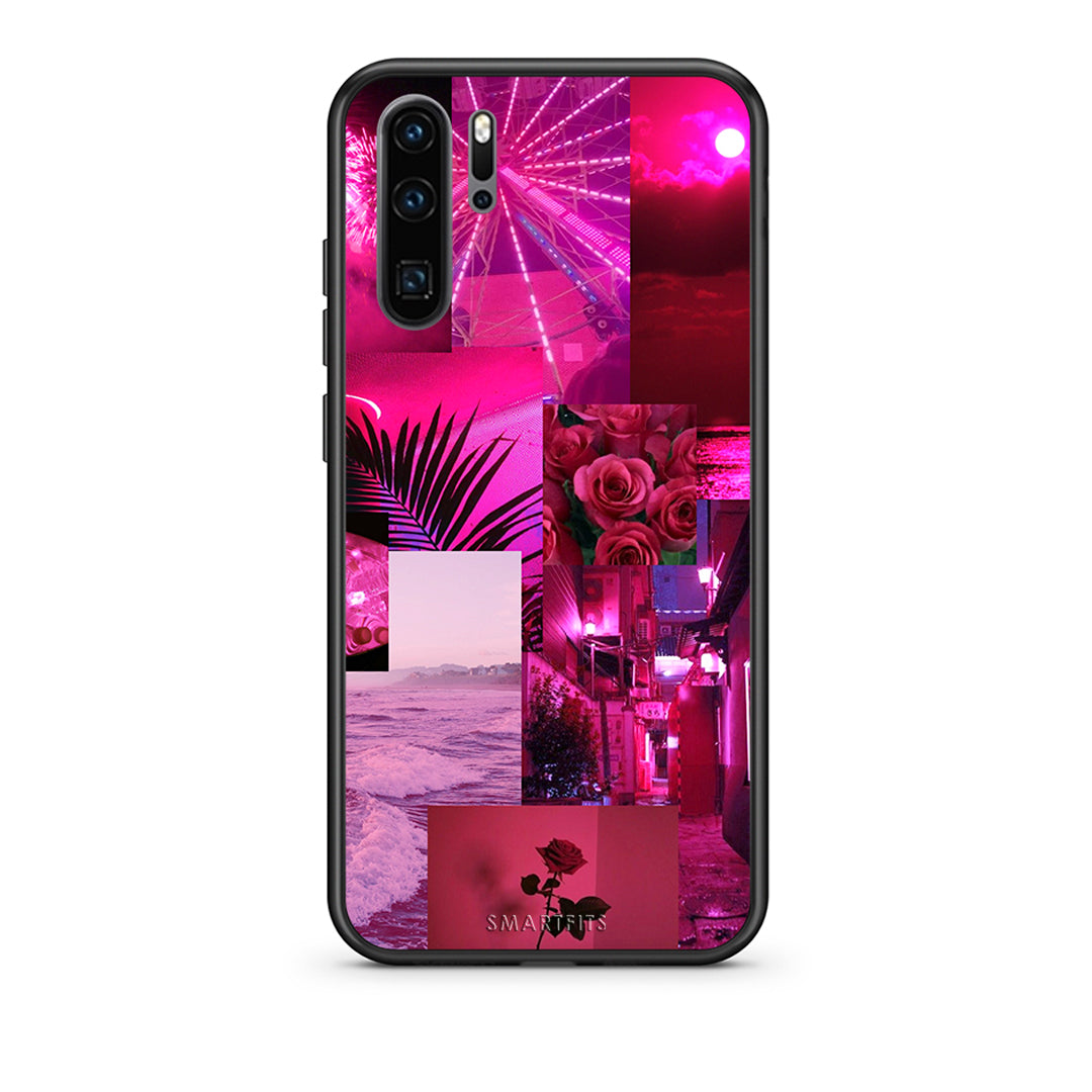 Huawei P30 Pro Collage Red Roses Θήκη Αγίου Βαλεντίνου από τη Smartfits με σχέδιο στο πίσω μέρος και μαύρο περίβλημα | Smartphone case with colorful back and black bezels by Smartfits