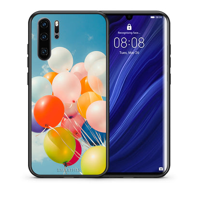 Θήκη Huawei P30 Pro Colorful Balloons από τη Smartfits με σχέδιο στο πίσω μέρος και μαύρο περίβλημα | Huawei P30 Pro Colorful Balloons case with colorful back and black bezels