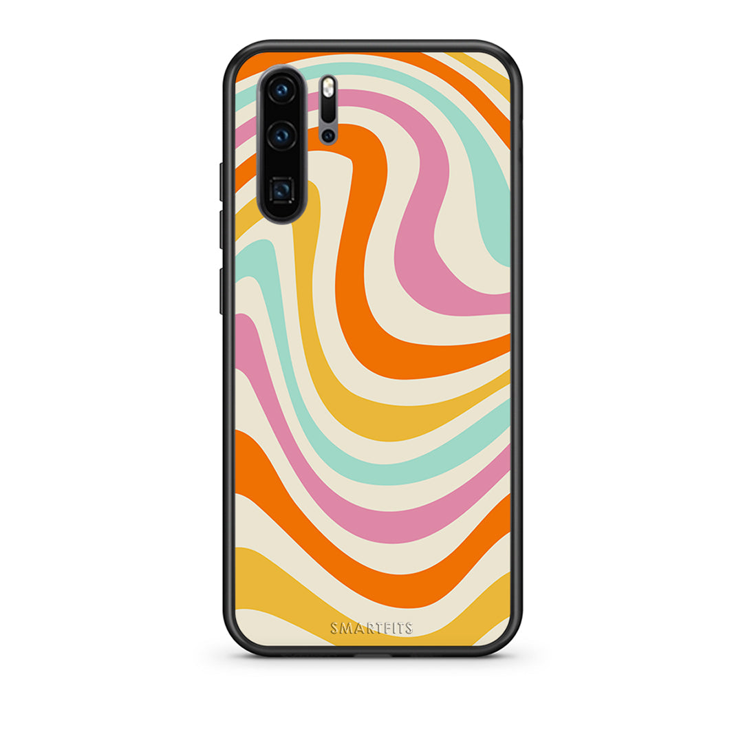 Huawei P30 Pro Colourful Waves θήκη από τη Smartfits με σχέδιο στο πίσω μέρος και μαύρο περίβλημα | Smartphone case with colorful back and black bezels by Smartfits