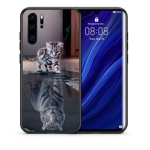 Θήκη Huawei P30 Pro Tiger Cute από τη Smartfits με σχέδιο στο πίσω μέρος και μαύρο περίβλημα | Huawei P30 Pro Tiger Cute case with colorful back and black bezels