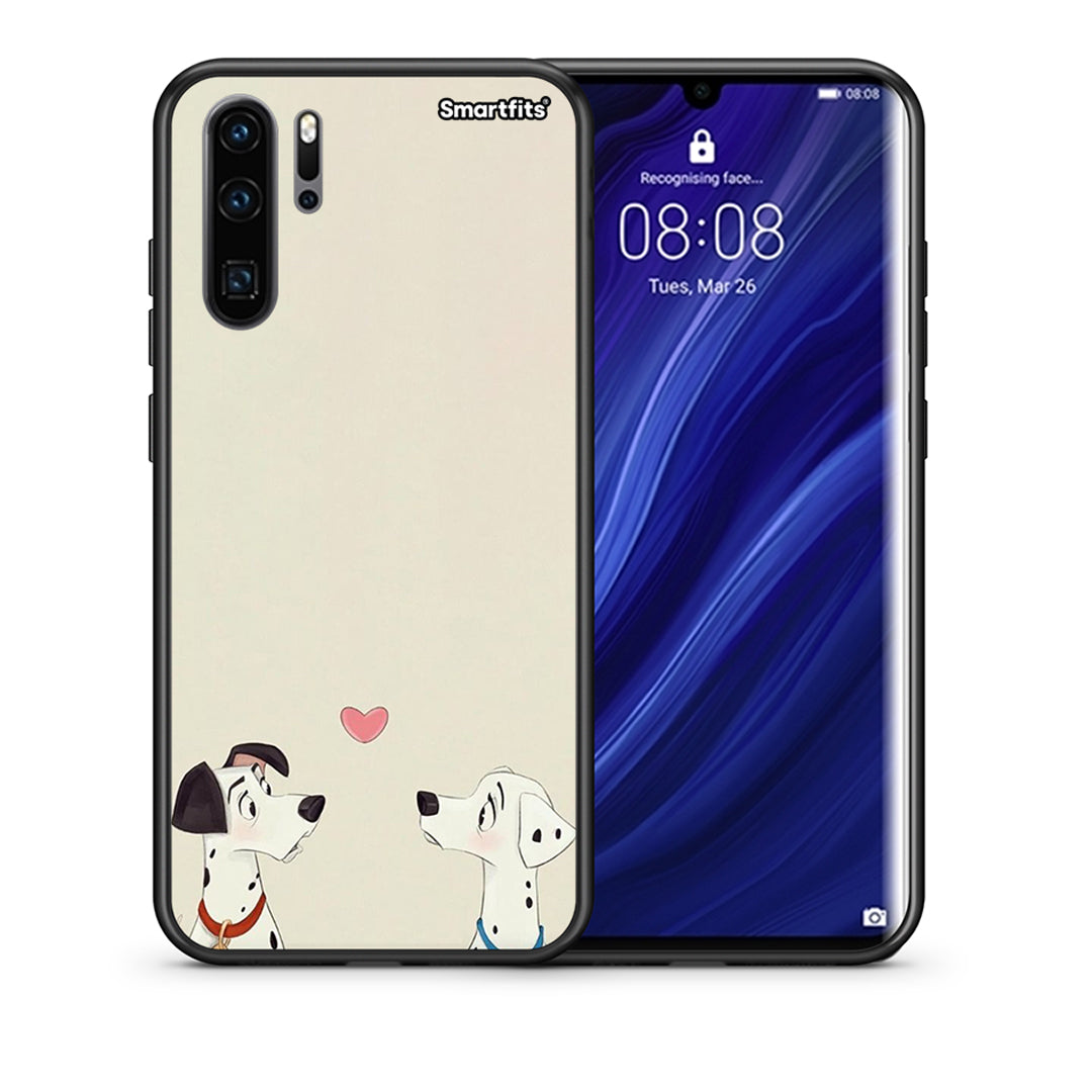 Θήκη Huawei P30 Pro Dalmatians Love από τη Smartfits με σχέδιο στο πίσω μέρος και μαύρο περίβλημα | Huawei P30 Pro Dalmatians Love case with colorful back and black bezels