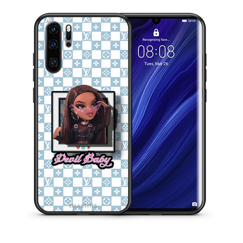 Θήκη Αγίου Βαλεντίνου Huawei P30 Pro Devil Baby από τη Smartfits με σχέδιο στο πίσω μέρος και μαύρο περίβλημα | Huawei P30 Pro Devil Baby case with colorful back and black bezels
