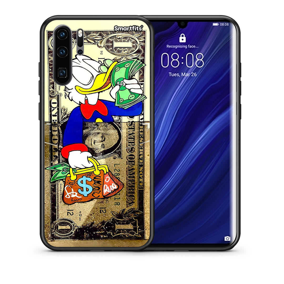 Θήκη Huawei P30 Pro Duck Money από τη Smartfits με σχέδιο στο πίσω μέρος και μαύρο περίβλημα | Huawei P30 Pro Duck Money case with colorful back and black bezels