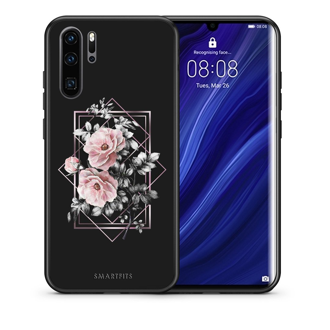 Θήκη Huawei P30 Pro Frame Flower από τη Smartfits με σχέδιο στο πίσω μέρος και μαύρο περίβλημα | Huawei P30 Pro Frame Flower case with colorful back and black bezels
