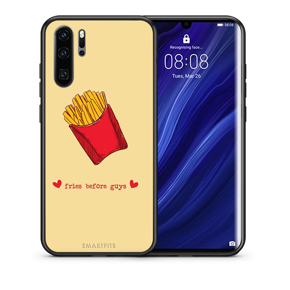 Θήκη Αγίου Βαλεντίνου Huawei P30 Pro Fries Before Guys από τη Smartfits με σχέδιο στο πίσω μέρος και μαύρο περίβλημα | Huawei P30 Pro Fries Before Guys case with colorful back and black bezels