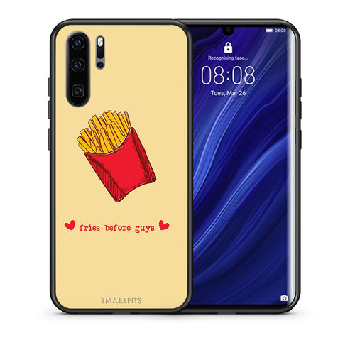 Θήκη Αγίου Βαλεντίνου Huawei P30 Pro Fries Before Guys από τη Smartfits με σχέδιο στο πίσω μέρος και μαύρο περίβλημα | Huawei P30 Pro Fries Before Guys case with colorful back and black bezels