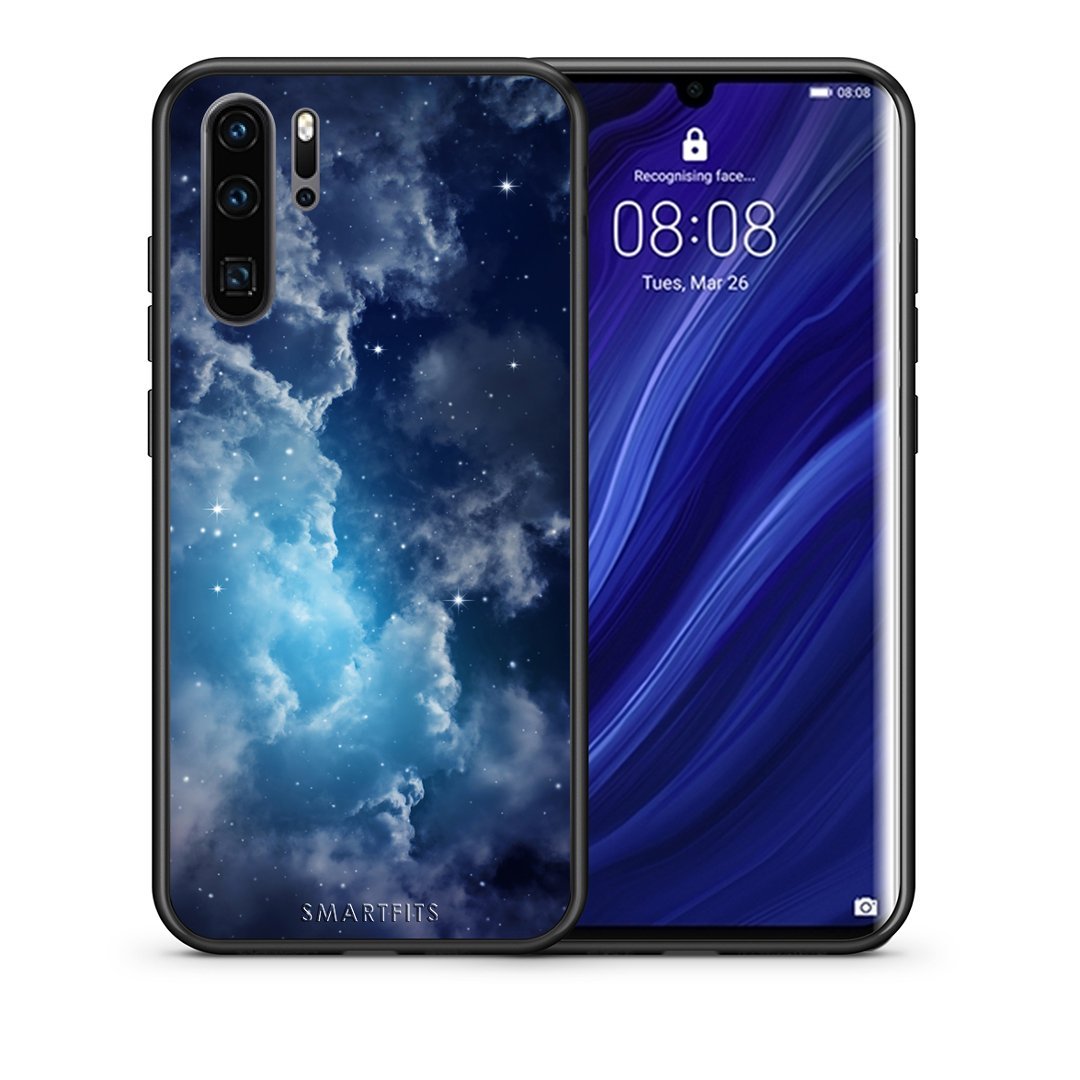 Θήκη Huawei P30 Pro Blue Sky Galaxy από τη Smartfits με σχέδιο στο πίσω μέρος και μαύρο περίβλημα | Huawei P30 Pro Blue Sky Galaxy case with colorful back and black bezels