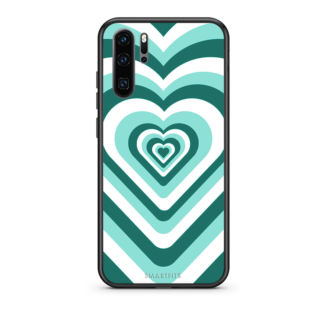 Huawei P30 Pro Green Hearts θήκη από τη Smartfits με σχέδιο στο πίσω μέρος και μαύρο περίβλημα | Smartphone case with colorful back and black bezels by Smartfits