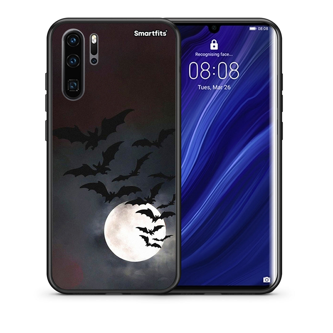 Θήκη Huawei P30 Pro Halloween Bat Night από τη Smartfits με σχέδιο στο πίσω μέρος και μαύρο περίβλημα | Huawei P30 Pro Halloween Bat Night case with colorful back and black bezels
