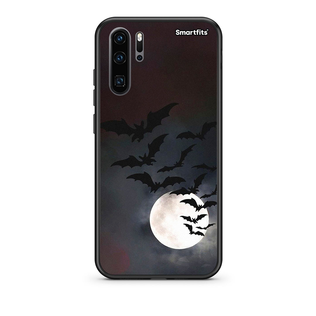 Huawei P30 Pro Halloween Bat Night Θήκη από τη Smartfits με σχέδιο στο πίσω μέρος και μαύρο περίβλημα | Smartphone case with colorful back and black bezels by Smartfits