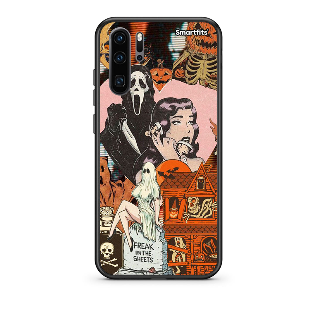 Huawei P30 Pro Halloween Collage Θήκη από τη Smartfits με σχέδιο στο πίσω μέρος και μαύρο περίβλημα | Smartphone case with colorful back and black bezels by Smartfits