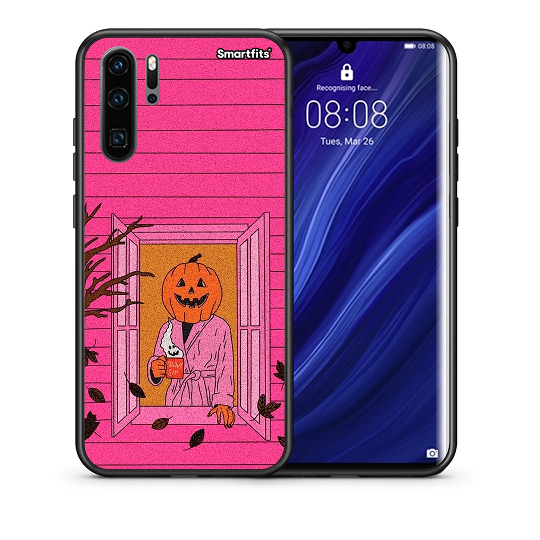 Θήκη Huawei P30 Pro Halloween Pumpkin Lady από τη Smartfits με σχέδιο στο πίσω μέρος και μαύρο περίβλημα | Huawei P30 Pro Halloween Pumpkin Lady case with colorful back and black bezels