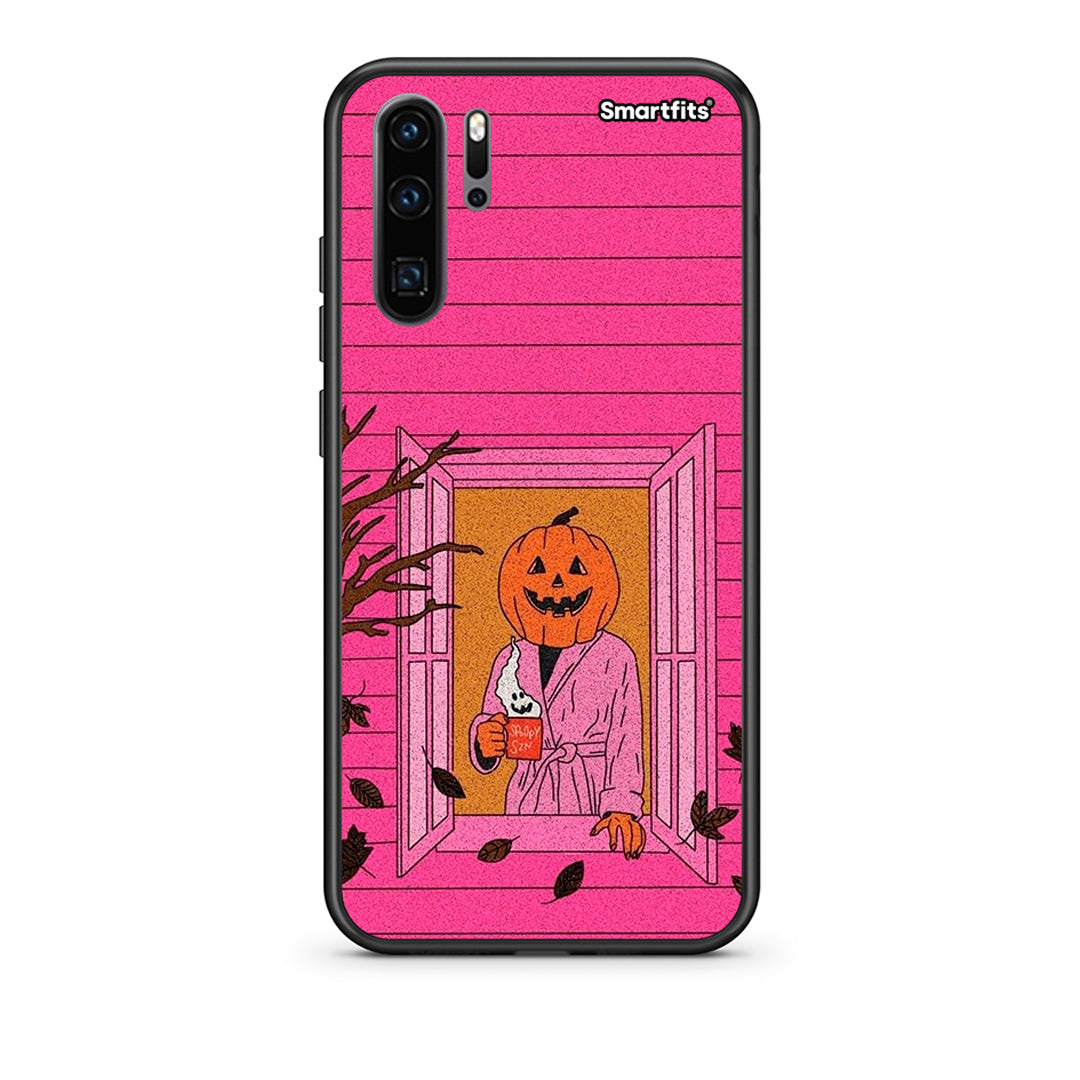 Huawei P30 Pro Halloween Pumpkin Lady Θήκη από τη Smartfits με σχέδιο στο πίσω μέρος και μαύρο περίβλημα | Smartphone case with colorful back and black bezels by Smartfits