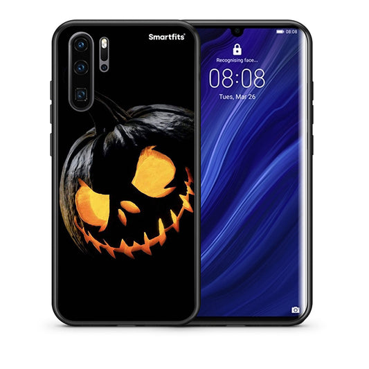 Θήκη Huawei P30 Pro Halloween Scary Pumpkin από τη Smartfits με σχέδιο στο πίσω μέρος και μαύρο περίβλημα | Huawei P30 Pro Halloween Scary Pumpkin case with colorful back and black bezels