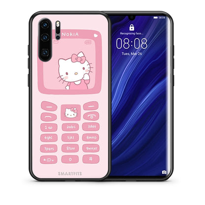 Θήκη Αγίου Βαλεντίνου Huawei P30 Pro Hello Kitten από τη Smartfits με σχέδιο στο πίσω μέρος και μαύρο περίβλημα | Huawei P30 Pro Hello Kitten case with colorful back and black bezels