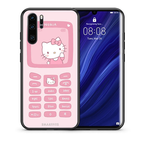 Θήκη Αγίου Βαλεντίνου Huawei P30 Pro Hello Kitten από τη Smartfits με σχέδιο στο πίσω μέρος και μαύρο περίβλημα | Huawei P30 Pro Hello Kitten case with colorful back and black bezels