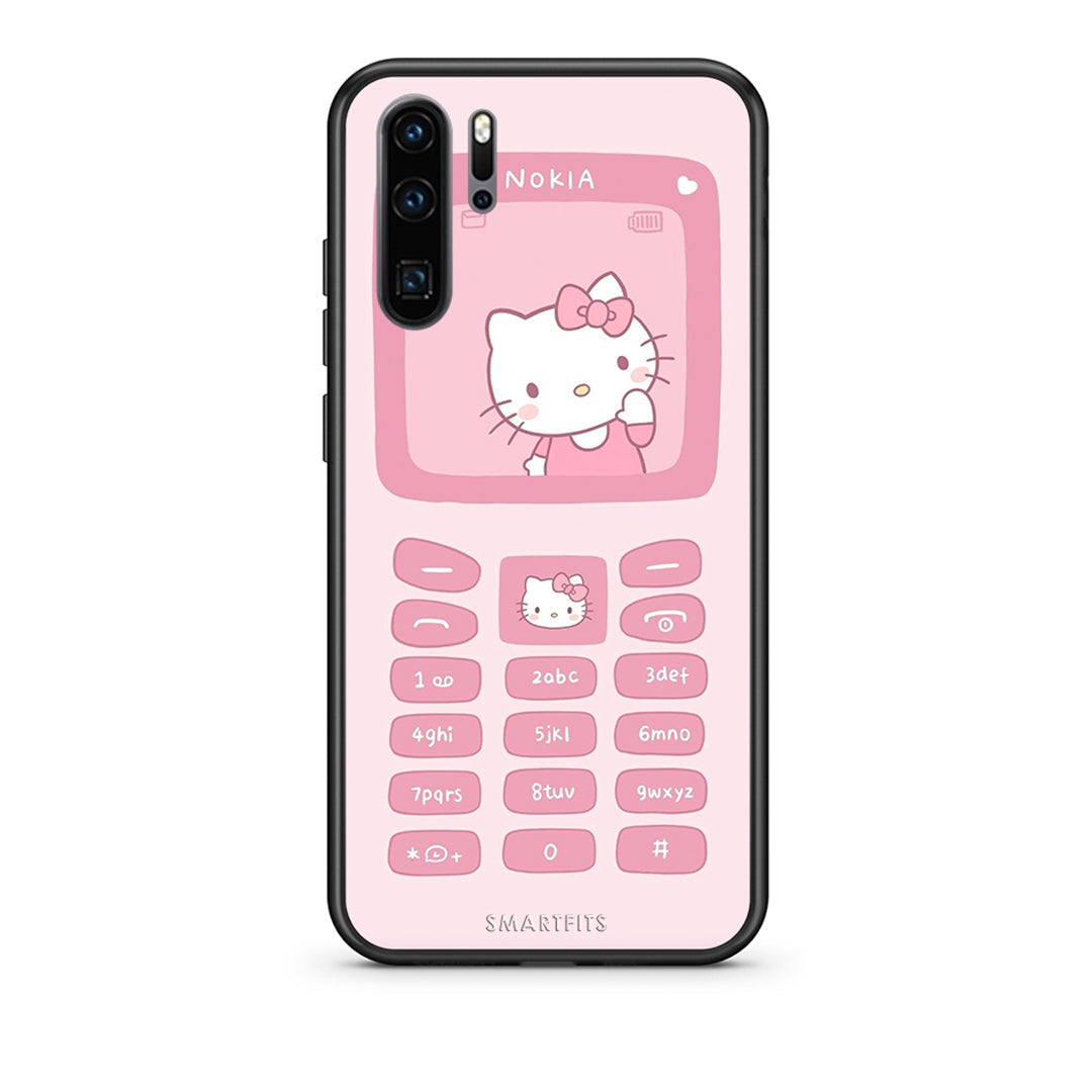 Huawei P30 Pro Hello Kitten Θήκη Αγίου Βαλεντίνου από τη Smartfits με σχέδιο στο πίσω μέρος και μαύρο περίβλημα | Smartphone case with colorful back and black bezels by Smartfits