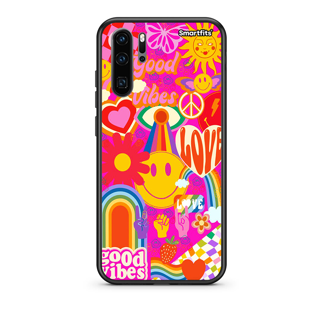 Huawei P30 Pro Hippie Love θήκη από τη Smartfits με σχέδιο στο πίσω μέρος και μαύρο περίβλημα | Smartphone case with colorful back and black bezels by Smartfits