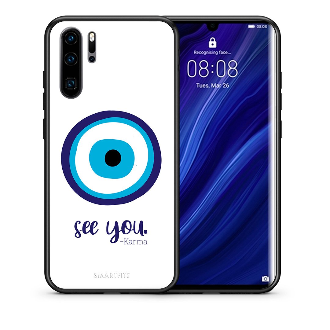 Θήκη Huawei P30 Pro Karma Says από τη Smartfits με σχέδιο στο πίσω μέρος και μαύρο περίβλημα | Huawei P30 Pro Karma Says case with colorful back and black bezels